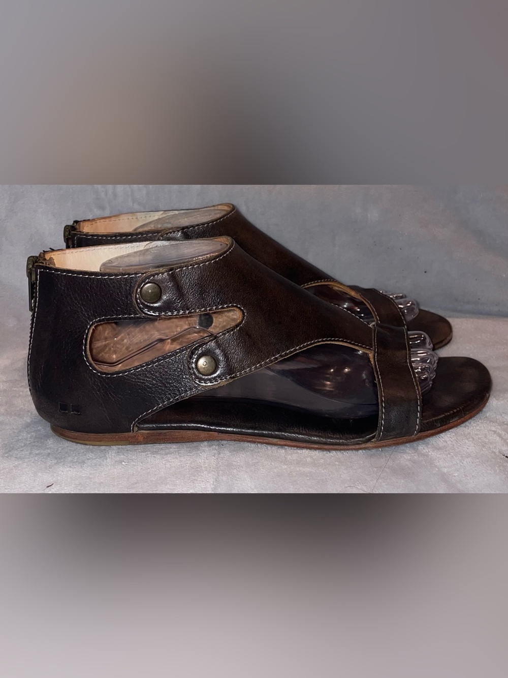 Bed Stu Women’s Size 11 Soto Brown Leather Ankle Cuff Sandals Zip Back Gladiator - Picture 4 of 11